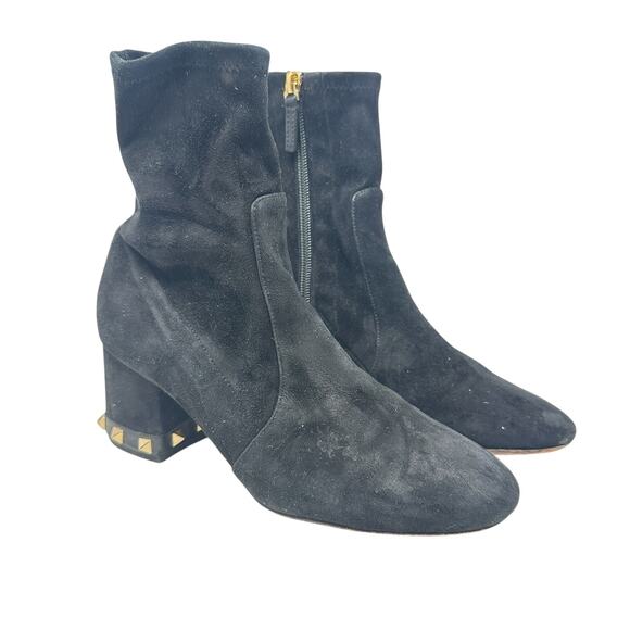 Valentino Garavani Rockstud Boots Booties Suede‎ Black Size 36.5 US 6.5
